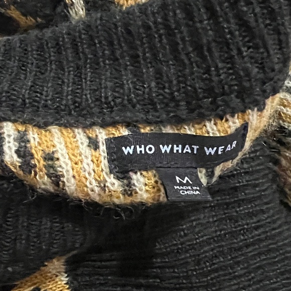 Cheetah Sweater Who What Wear Animal Print Leopard Top Shirt Pullover Fall - Picture 10 of 10